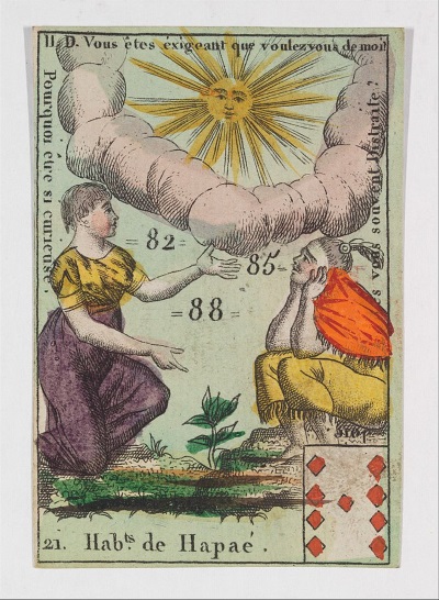 Spielkarte aus einem Quartett zum Thema Kostme fremder Vlker aus dem 18. Jahrhundert
